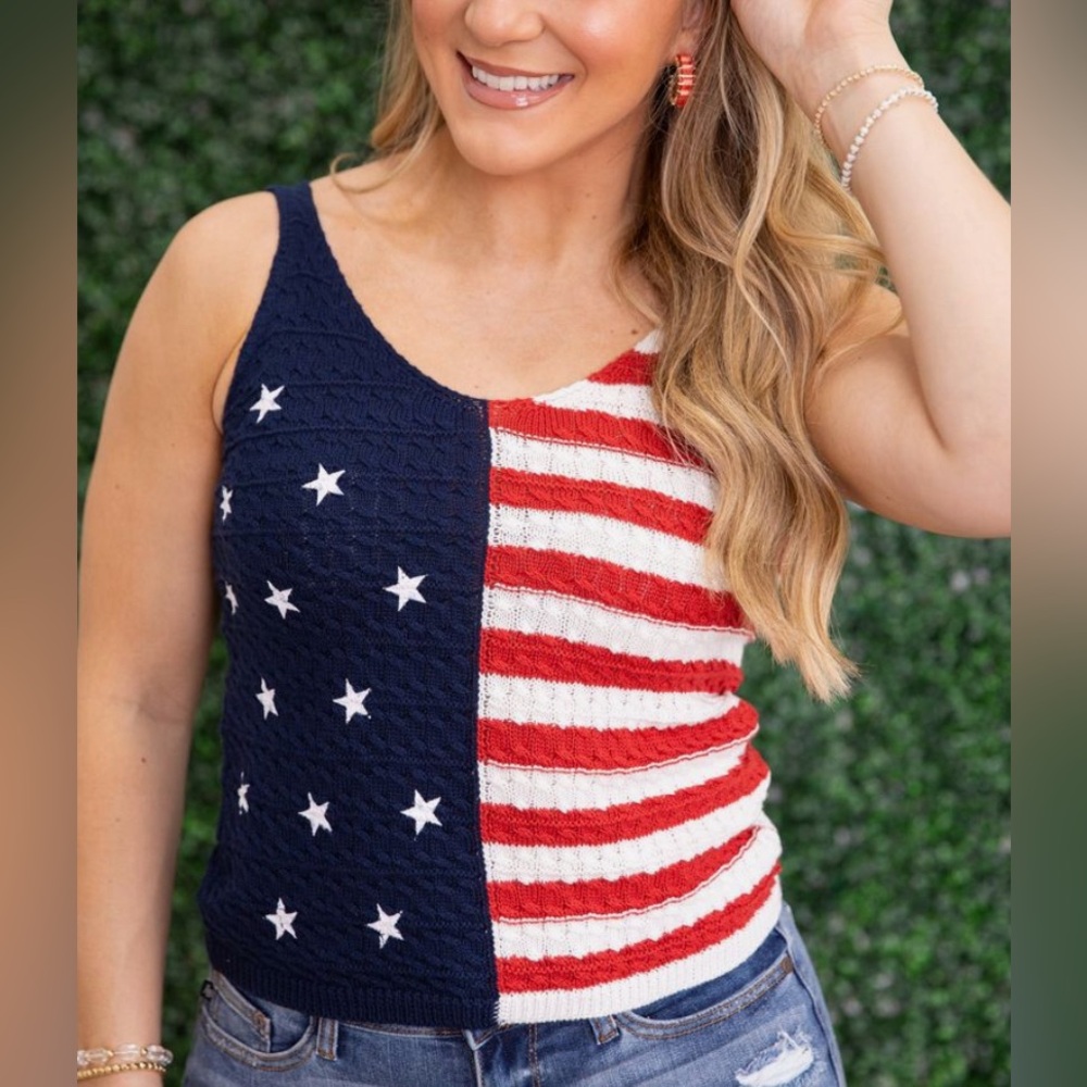 Crochet American Flag Crop Top